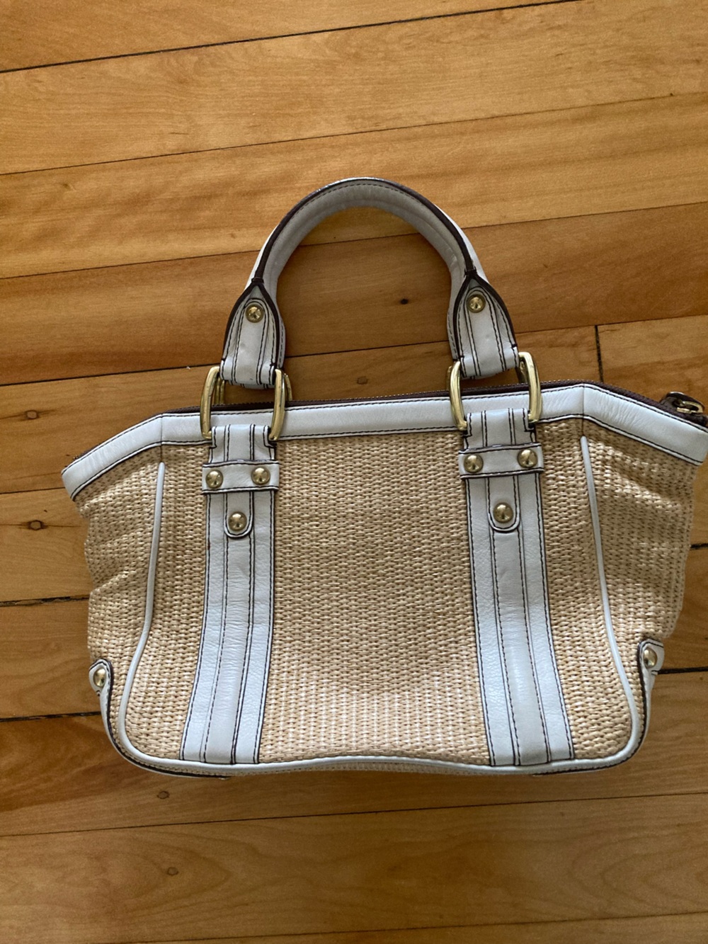 Banana Republic Straw & Leather Handbag